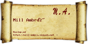 Mill Ambró névjegykártya